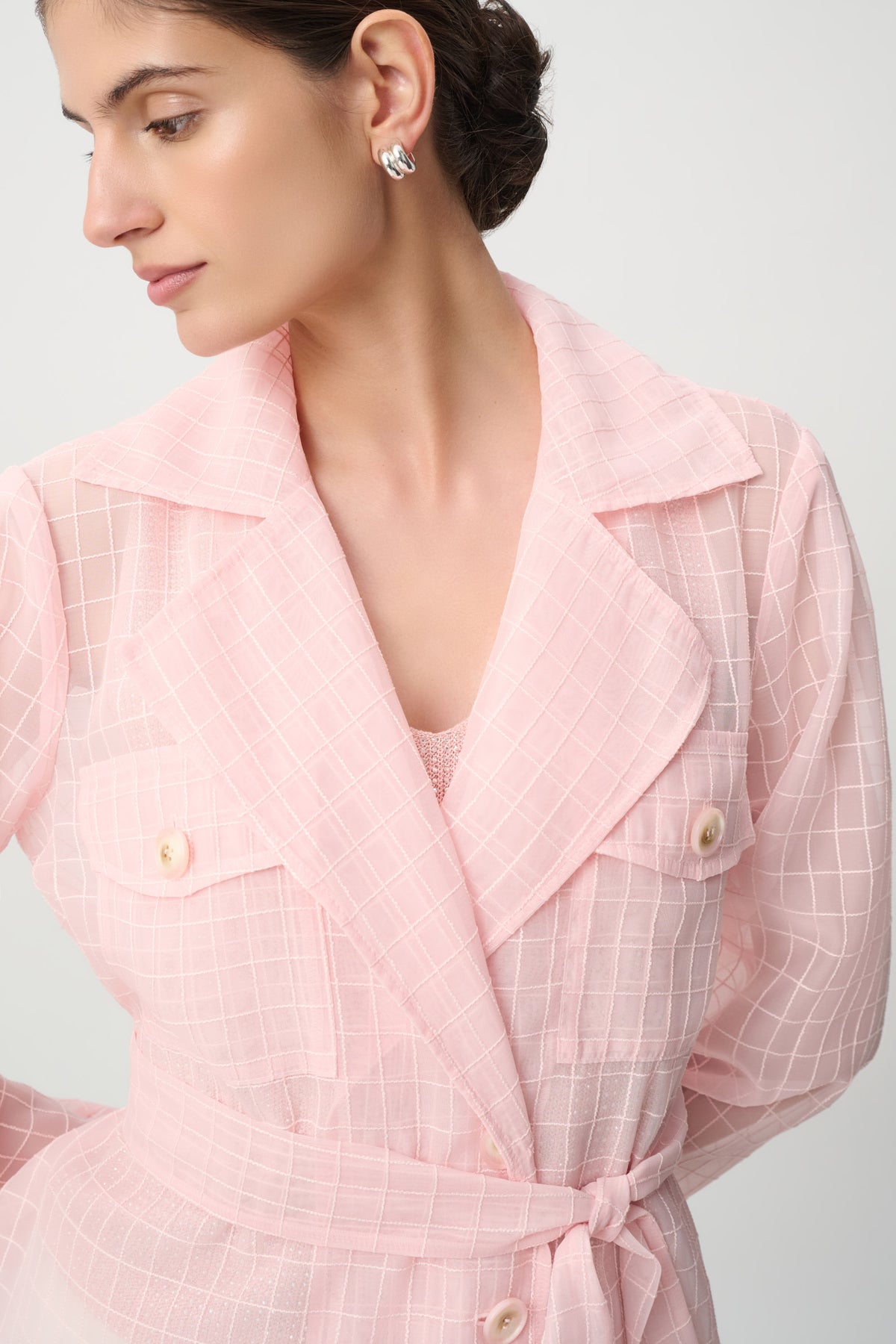 Joseph Ribkoff Organza Plaid Belted Jacket 271159
