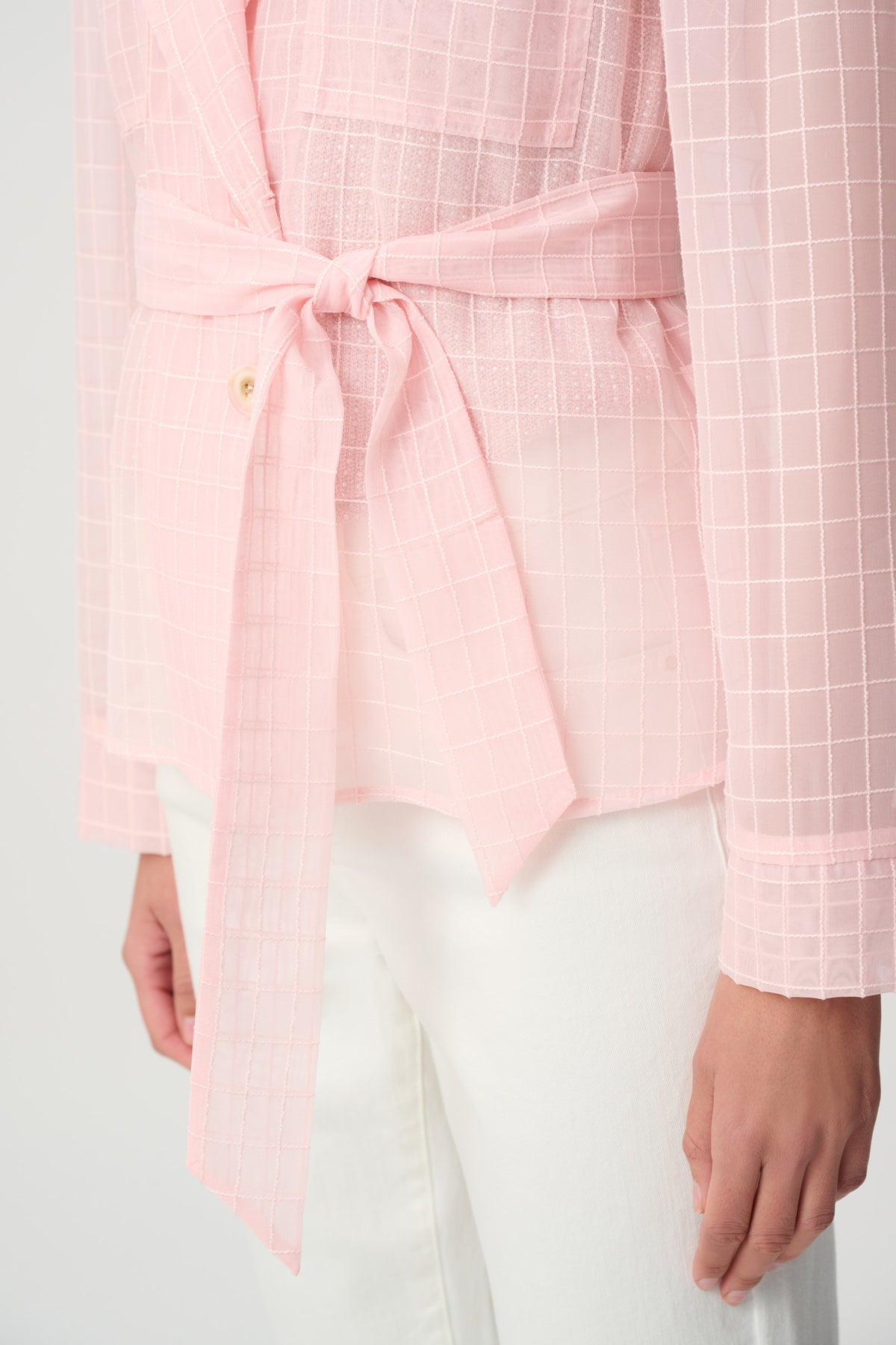 Joseph Ribkoff Organza Plaid Belted Jacket 271159