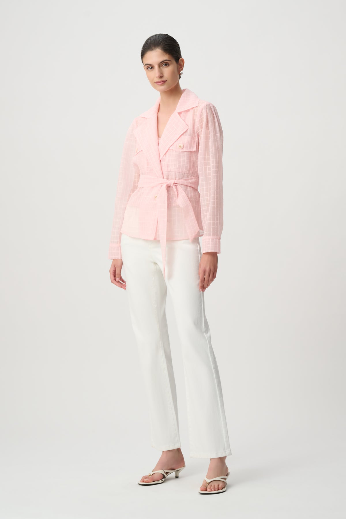 Joseph Ribkoff Organza Plaid Belted Jacket 271159