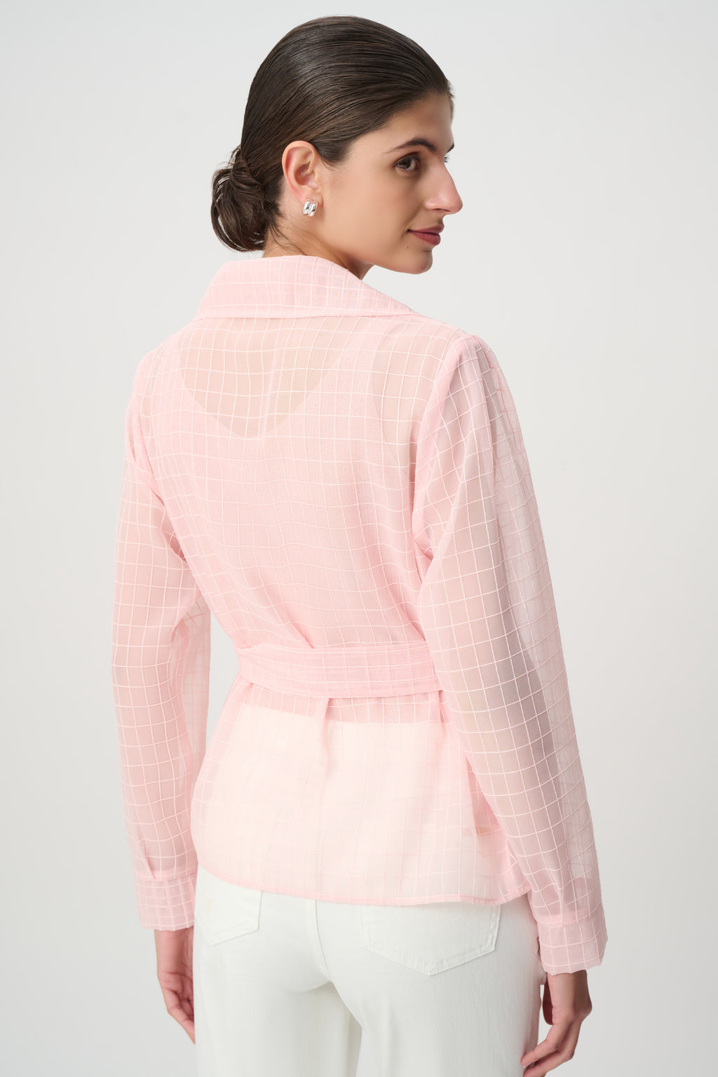 Joseph Ribkoff Organza Plaid Belted Jacket 271159