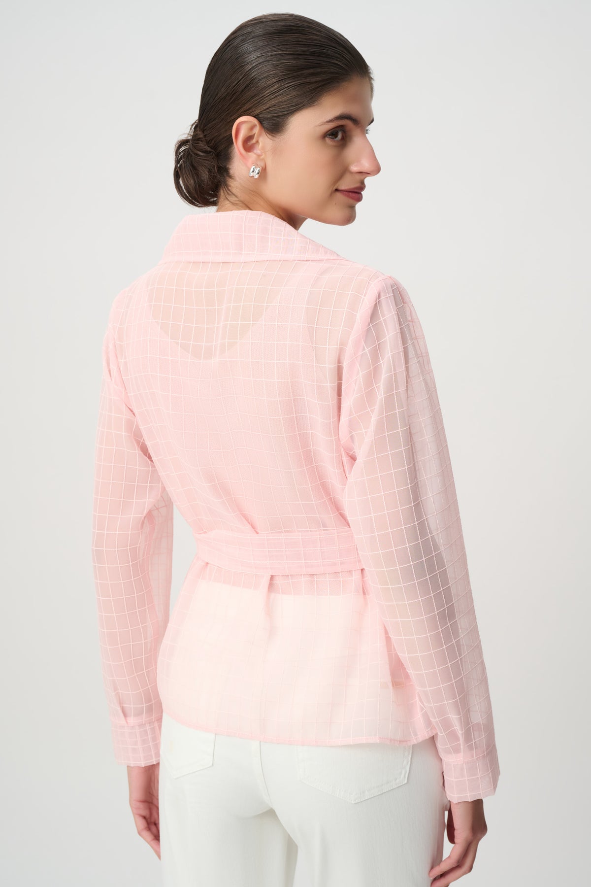 Joseph Ribkoff Organza Plaid Belted Jacket 271159