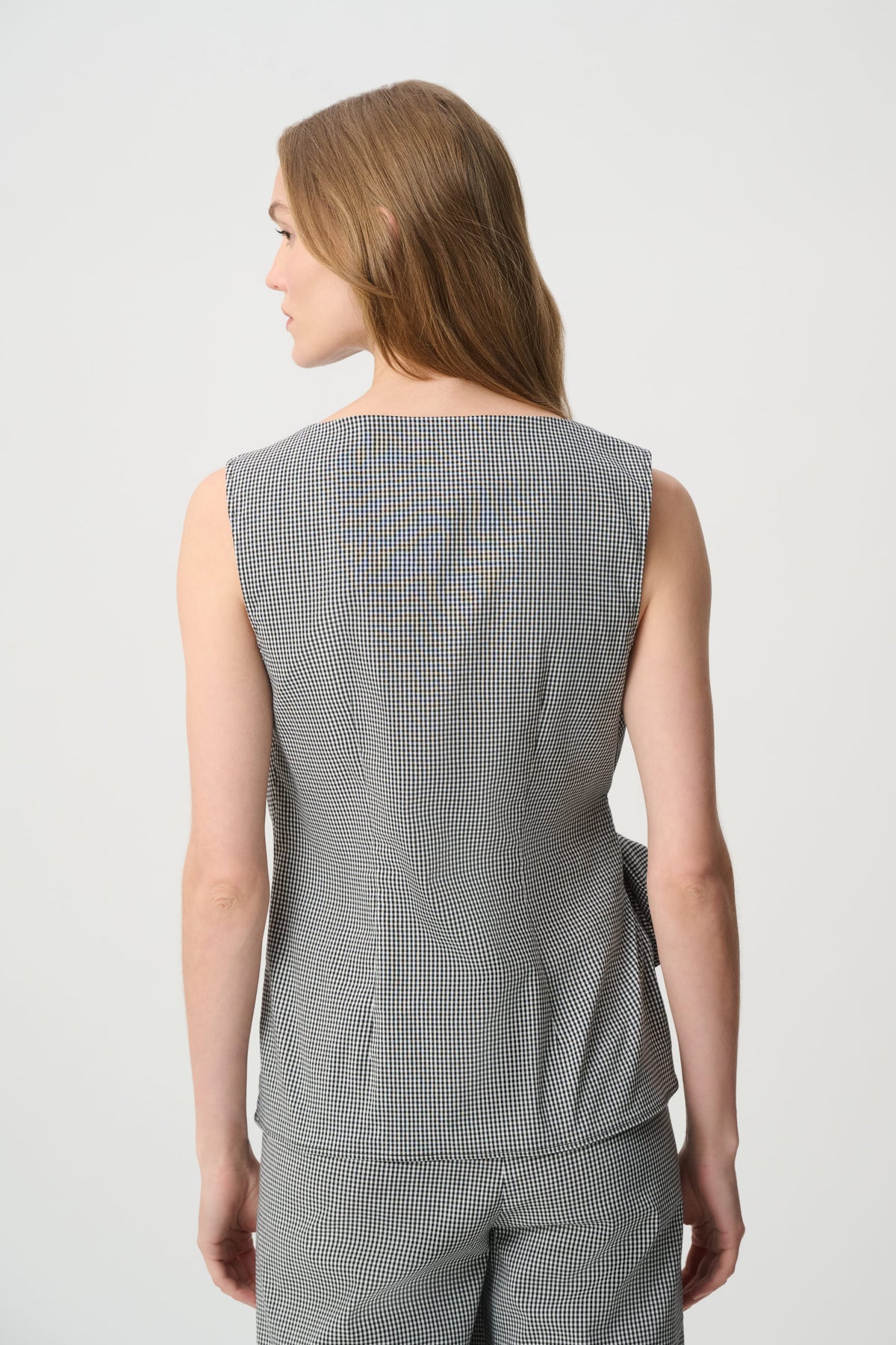 Joseph Ribkoff Gingham Tie Waist Sleeveless Top 271193