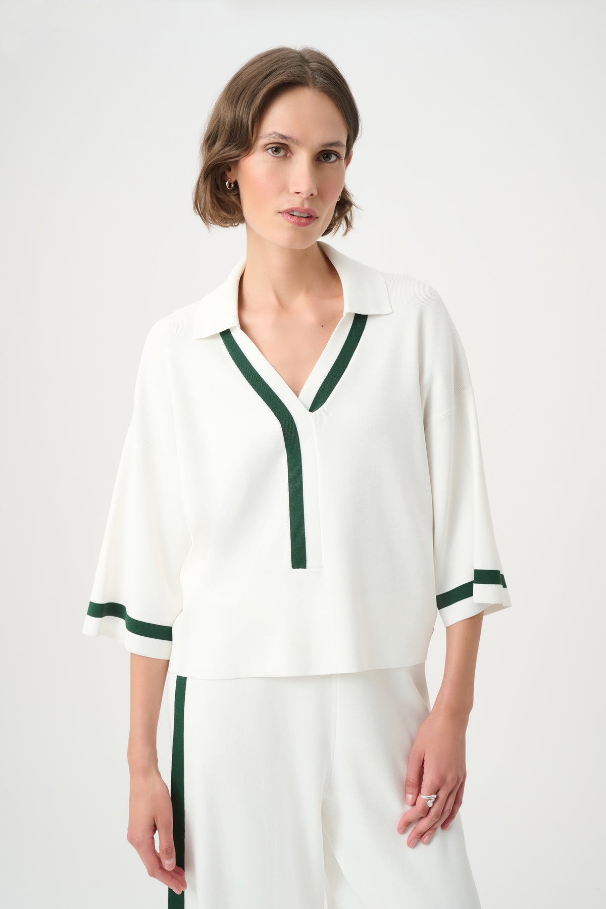 Joseph Ribkoff Stripe Trim Polo Top 271630