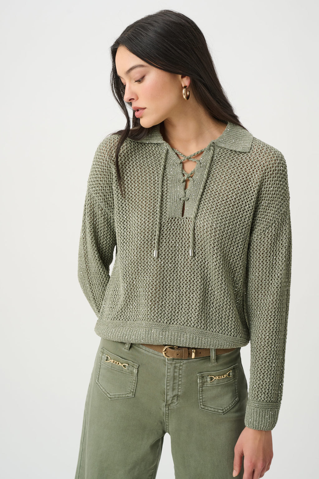 Joseph Ribkoff Sequin Polo Sweater 271904