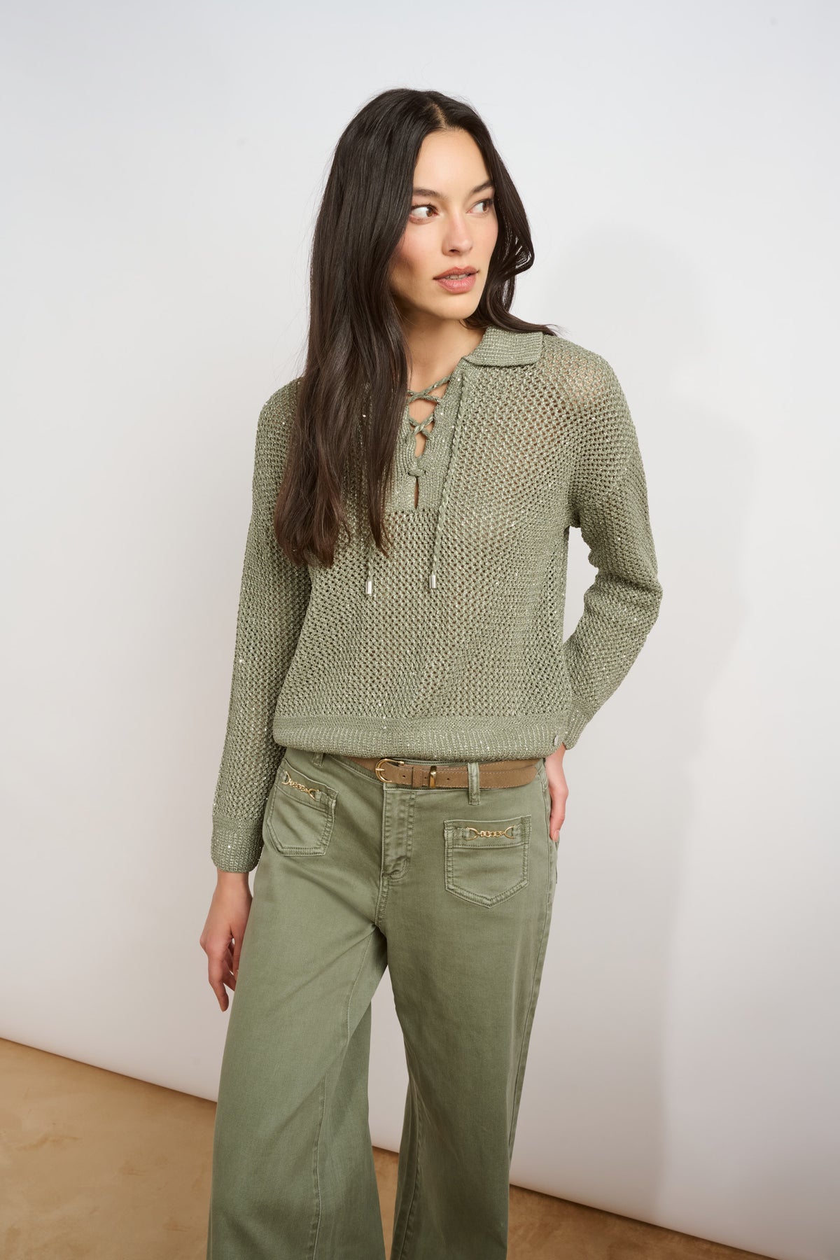 Joseph Ribkoff Sequin Polo Sweater 271904