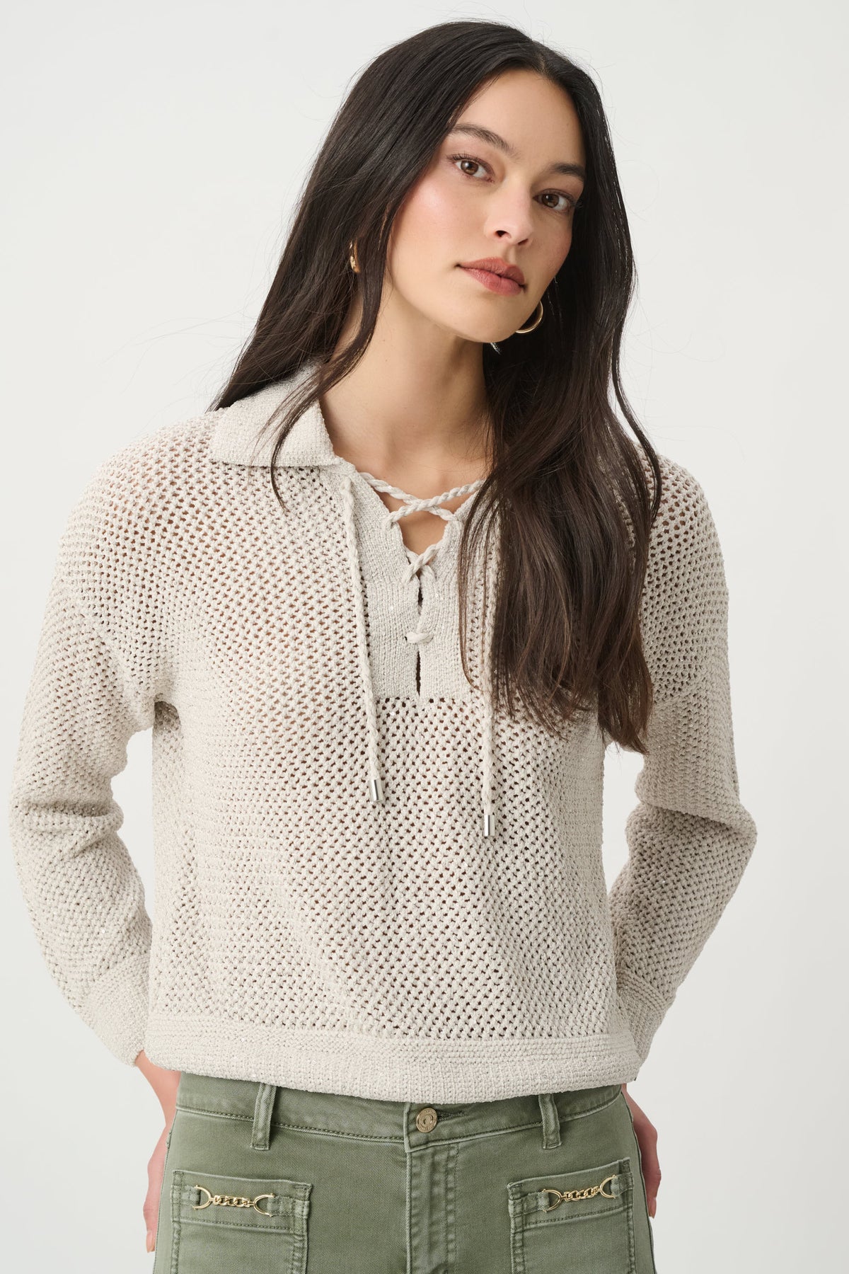 Joseph Ribkoff Sequin Polo Sweater 271904