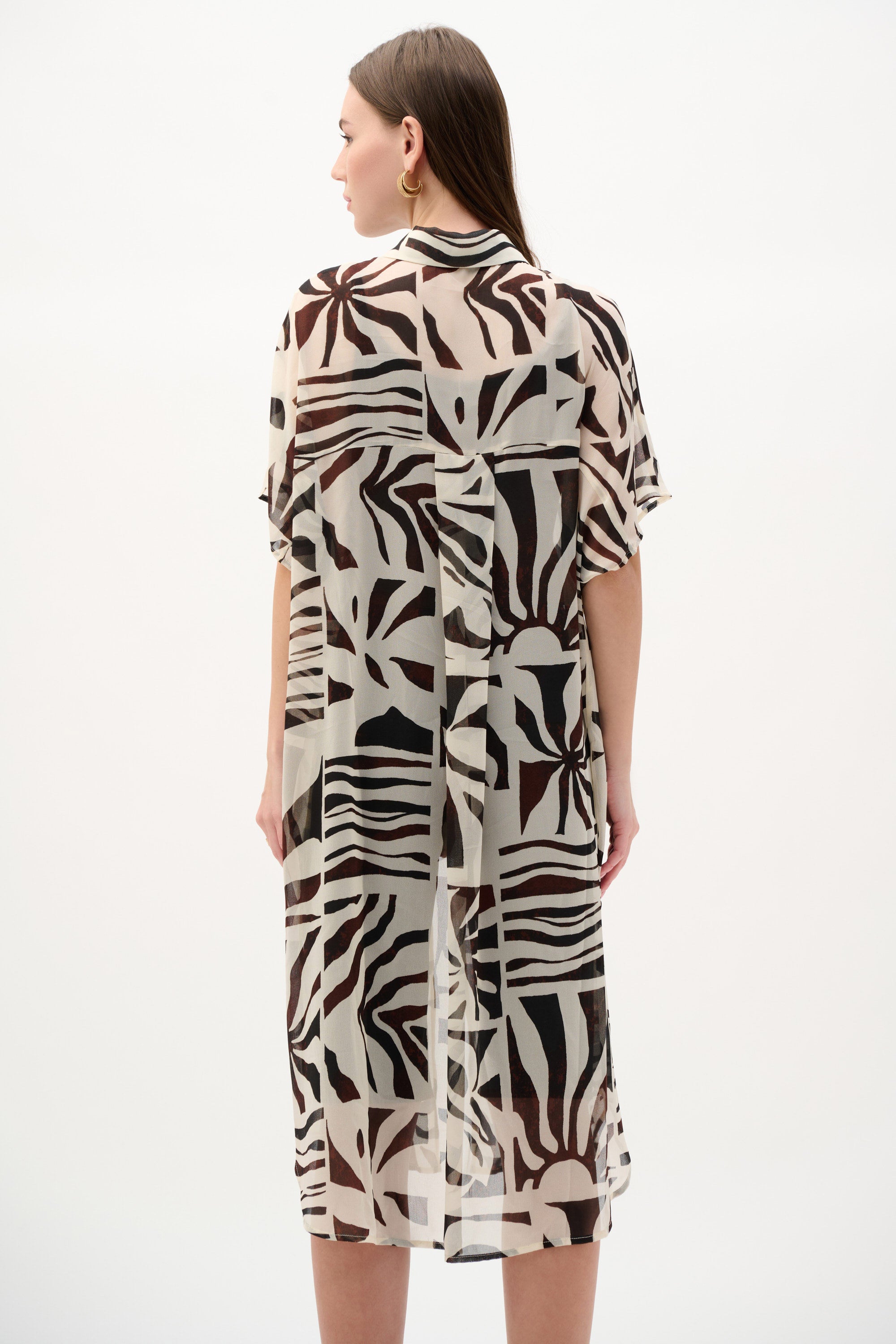 Joseph Ribkoff Chiffon Tropical Print Straight Blouse 262949