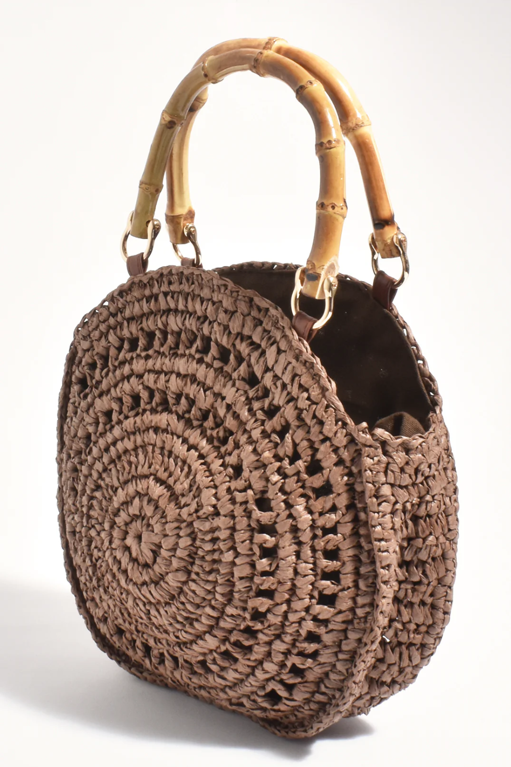 Adorne Gina Round Woven Handbag - Choc AXD1931