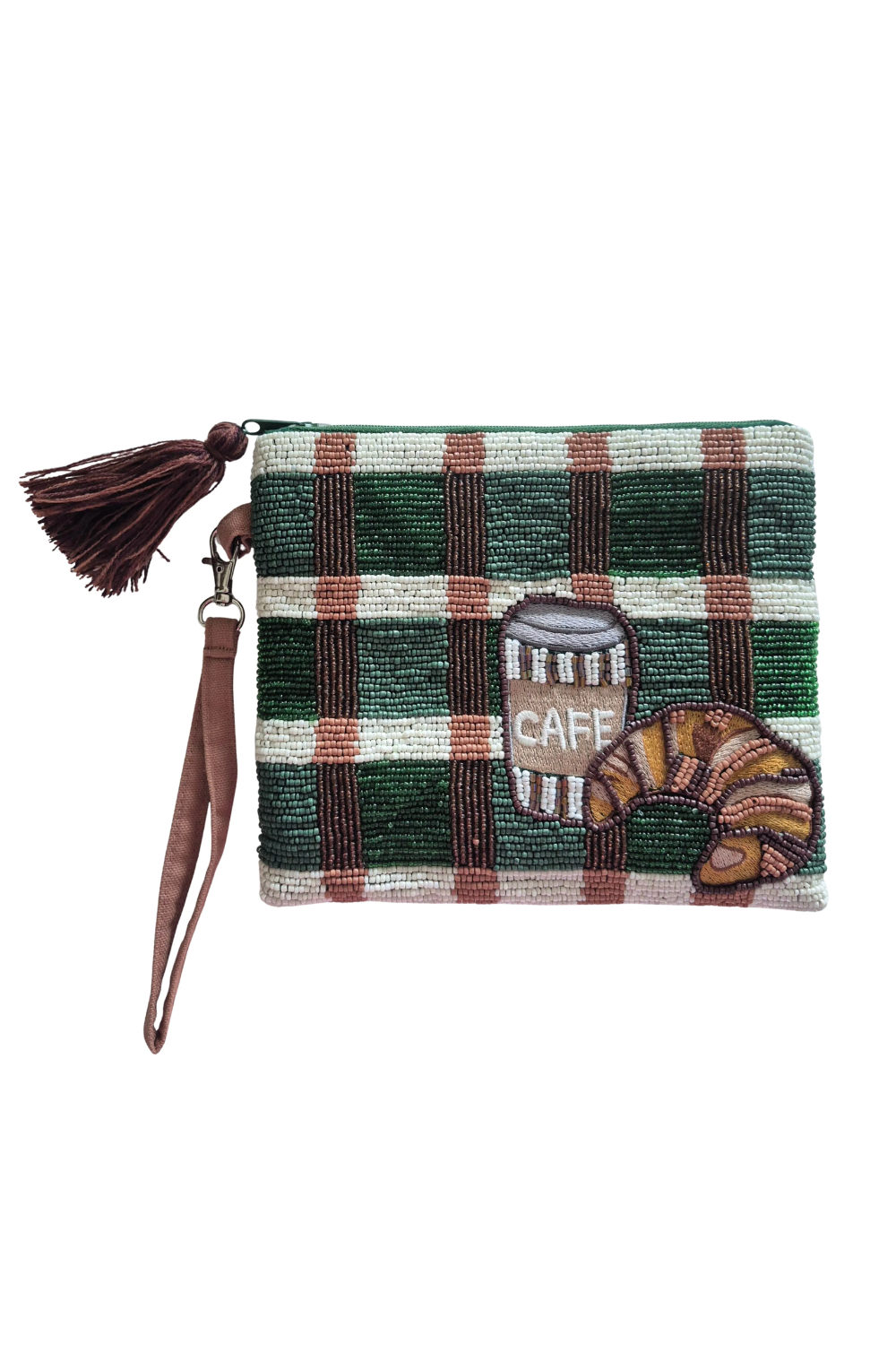 Zoda Beaded Purse Coffee Croissant AC5153