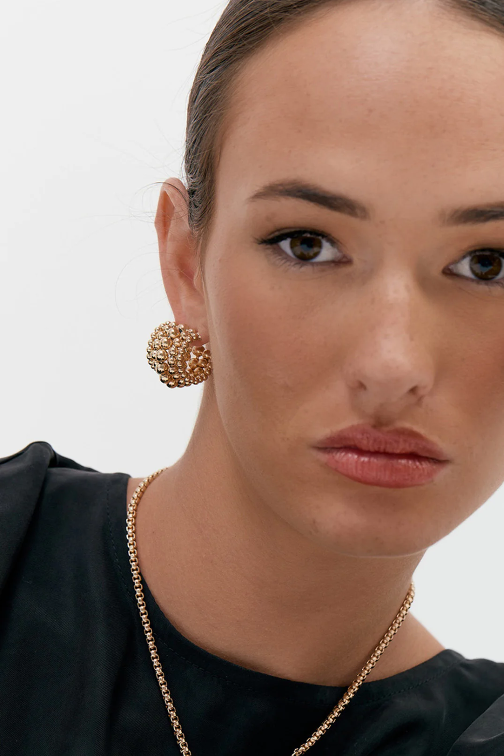 Adorne Many Rows Metal Ball Mini Hoops - Silver AED4173