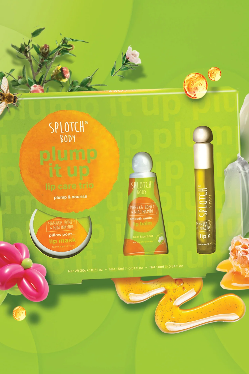 Splotch Body Plump It Up Lip Care Trio Manuka Honey & Niacinamide