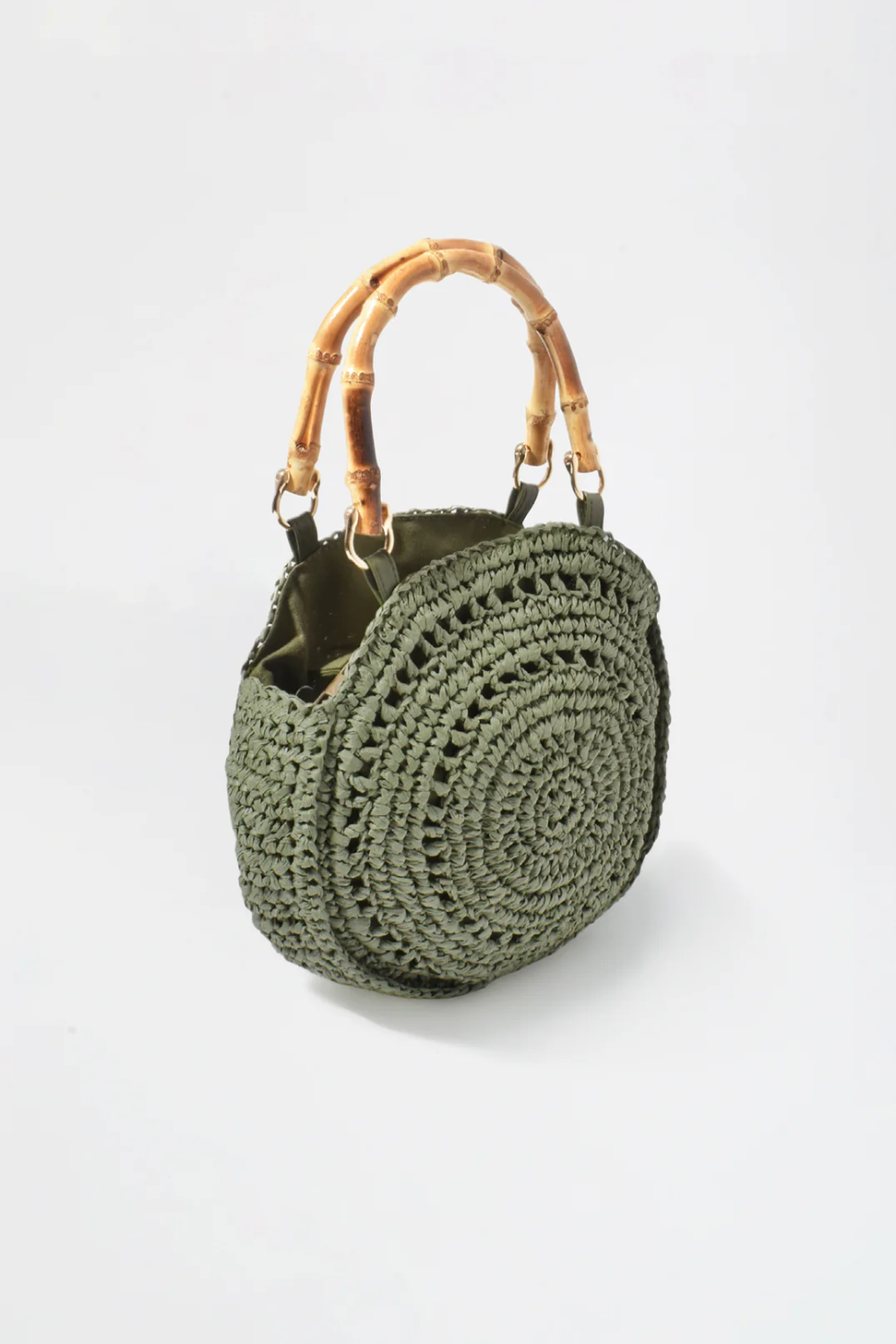 Adorne Gina Round Woven Handbag - Khaki AXD1931KHAK