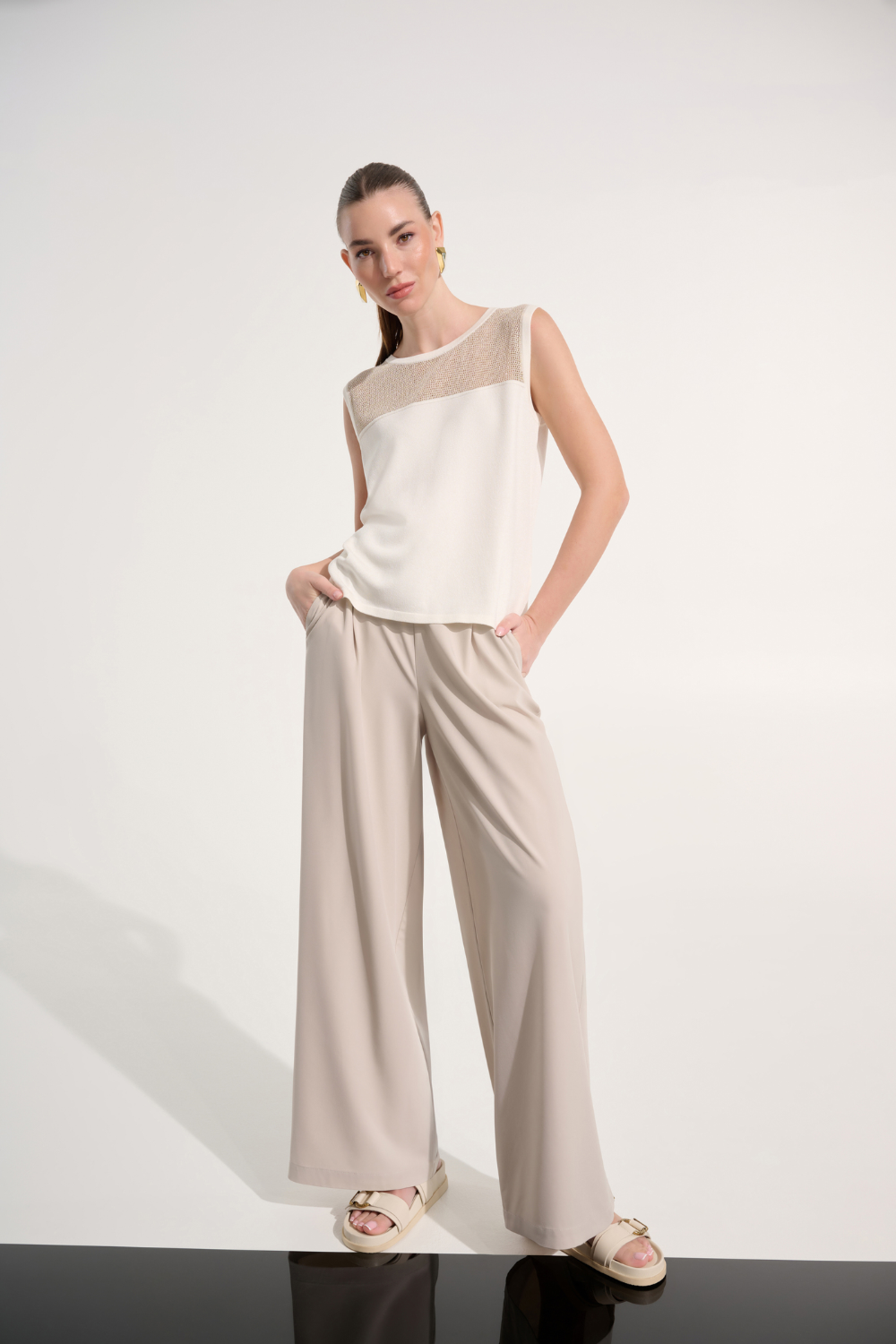 Joseph Ribkoff Soft Knit Straight Cami With Mesh Yoke 262612