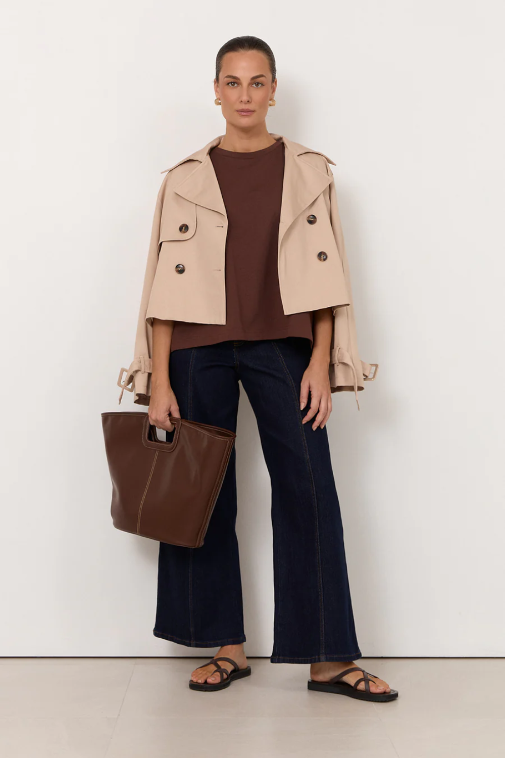 Adorne Nessa Cropped Trench (Sand) AJD2365SAND