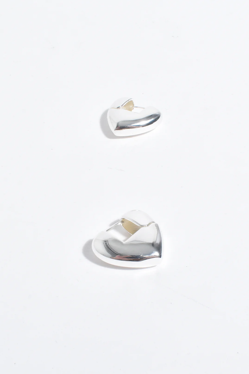 Adorne Mini Heart Drop Metal Hoops - Silver AED4163