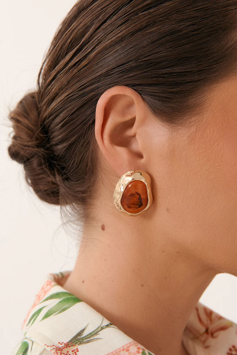 Adorne Metal Edged Resin Stud Earrings - Terracotta AED4215