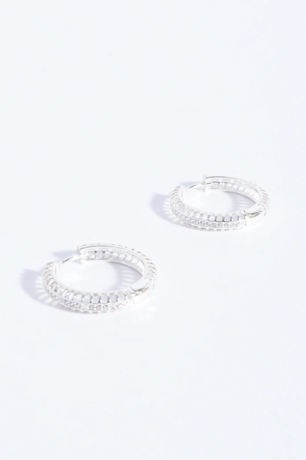 Adorne Diamante Detail Hinged Hoops - Silver AED4164