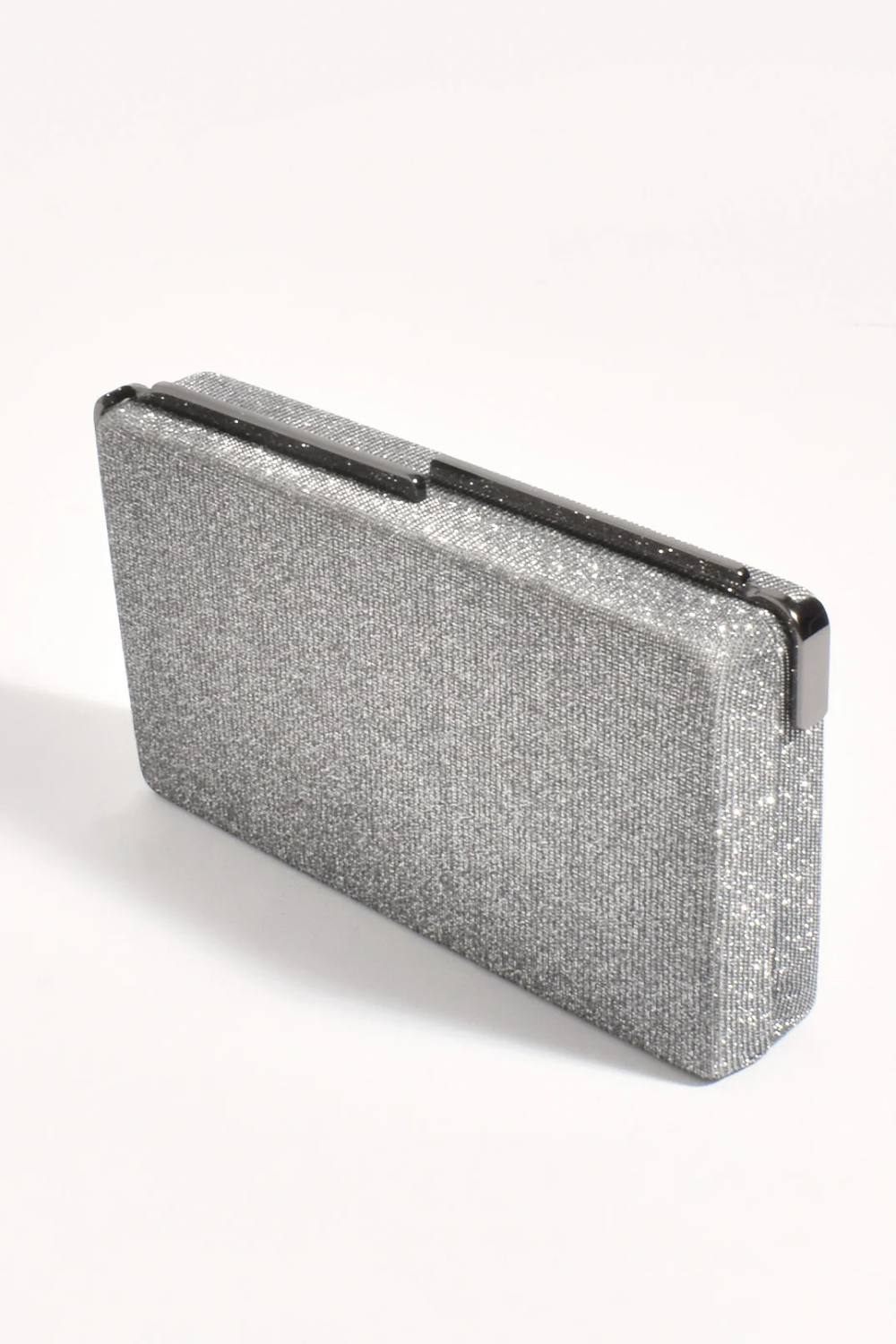 Adorne Charlene Rectangle Structured Clutch - Gunmetal AVD1762