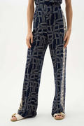 Joseph Ribkoff Silky Knit Geometric Print Wide Leg Pull-On Pants 262106