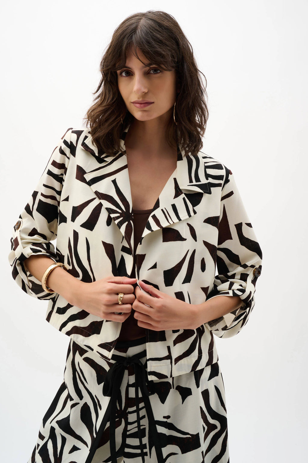 Joseph Ribkoff Woven Gauze Tropical Print Boxy Blazer 262193