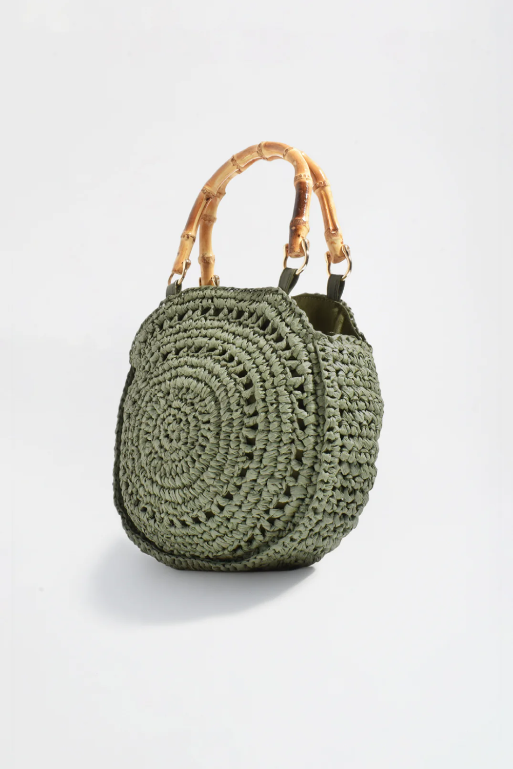 Adorne Gina Round Woven Handbag - Khaki AXD1931KHAK
