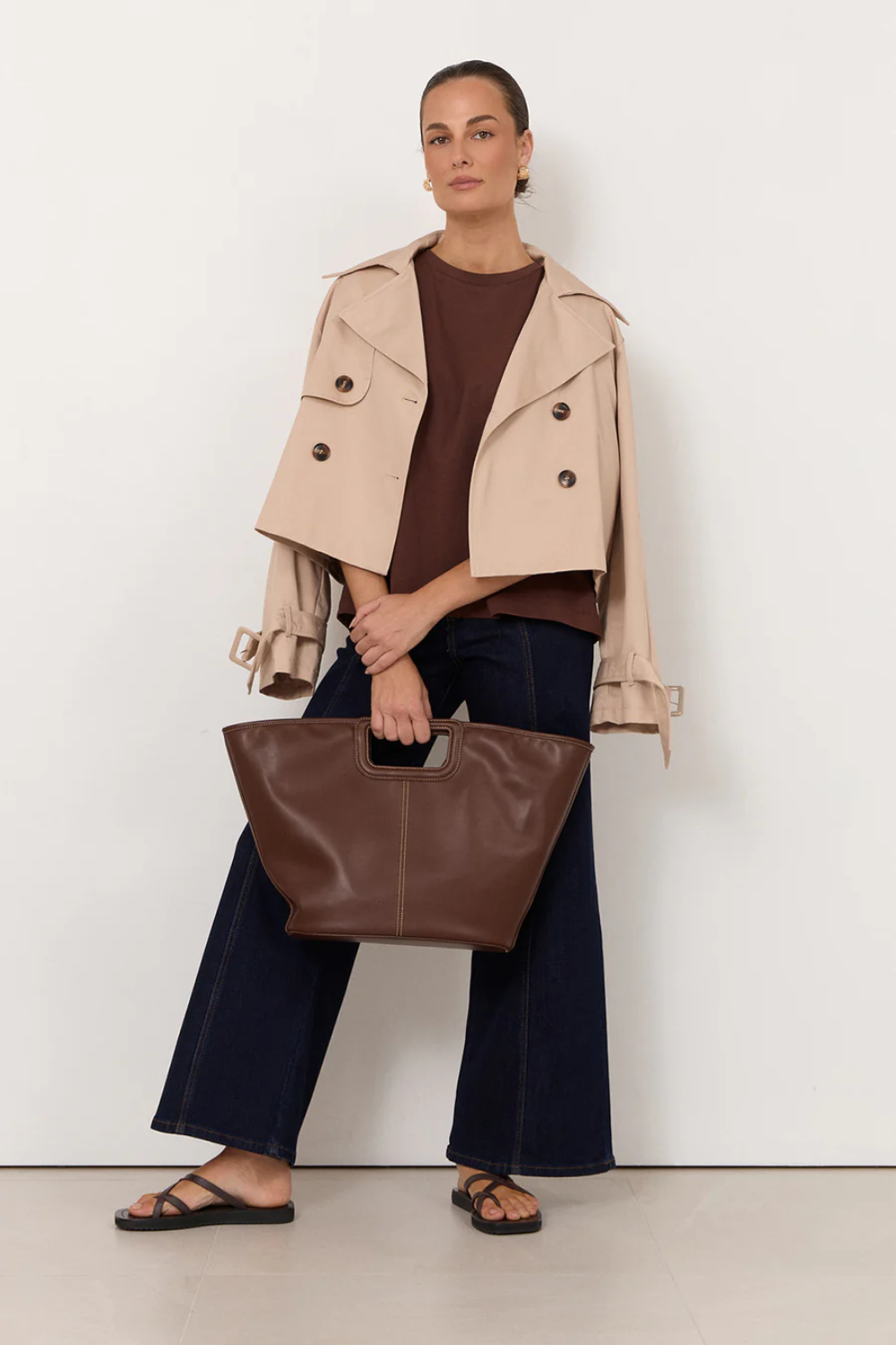 Adorne Nessa Cropped Trench (Sand) AJD2365SAND