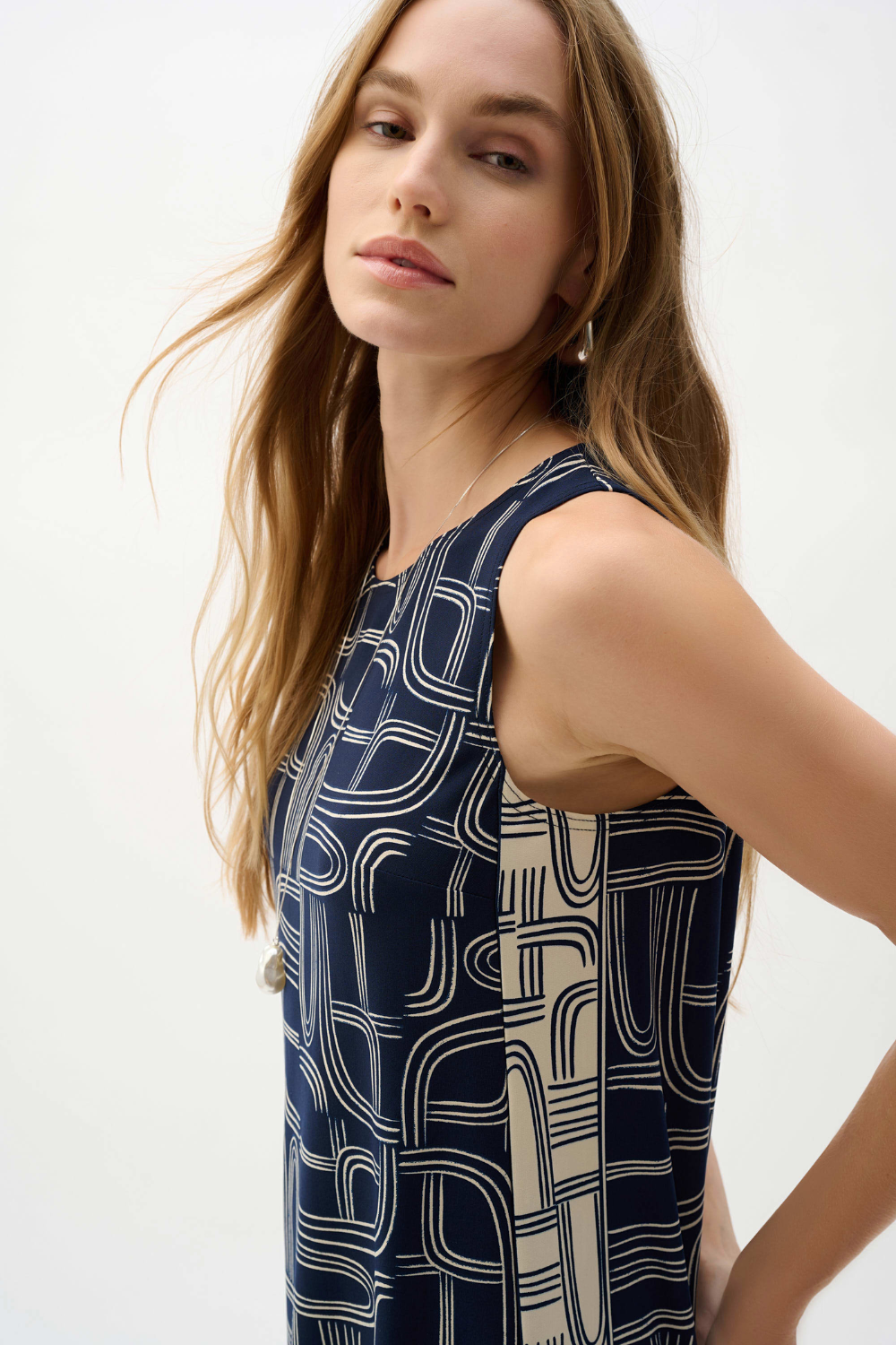 Joseph Ribkoff Silky Knit Geometric Print Straight Top 262107
