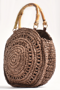 Adorne Gina Round Woven Handbag - Choc AXD1931