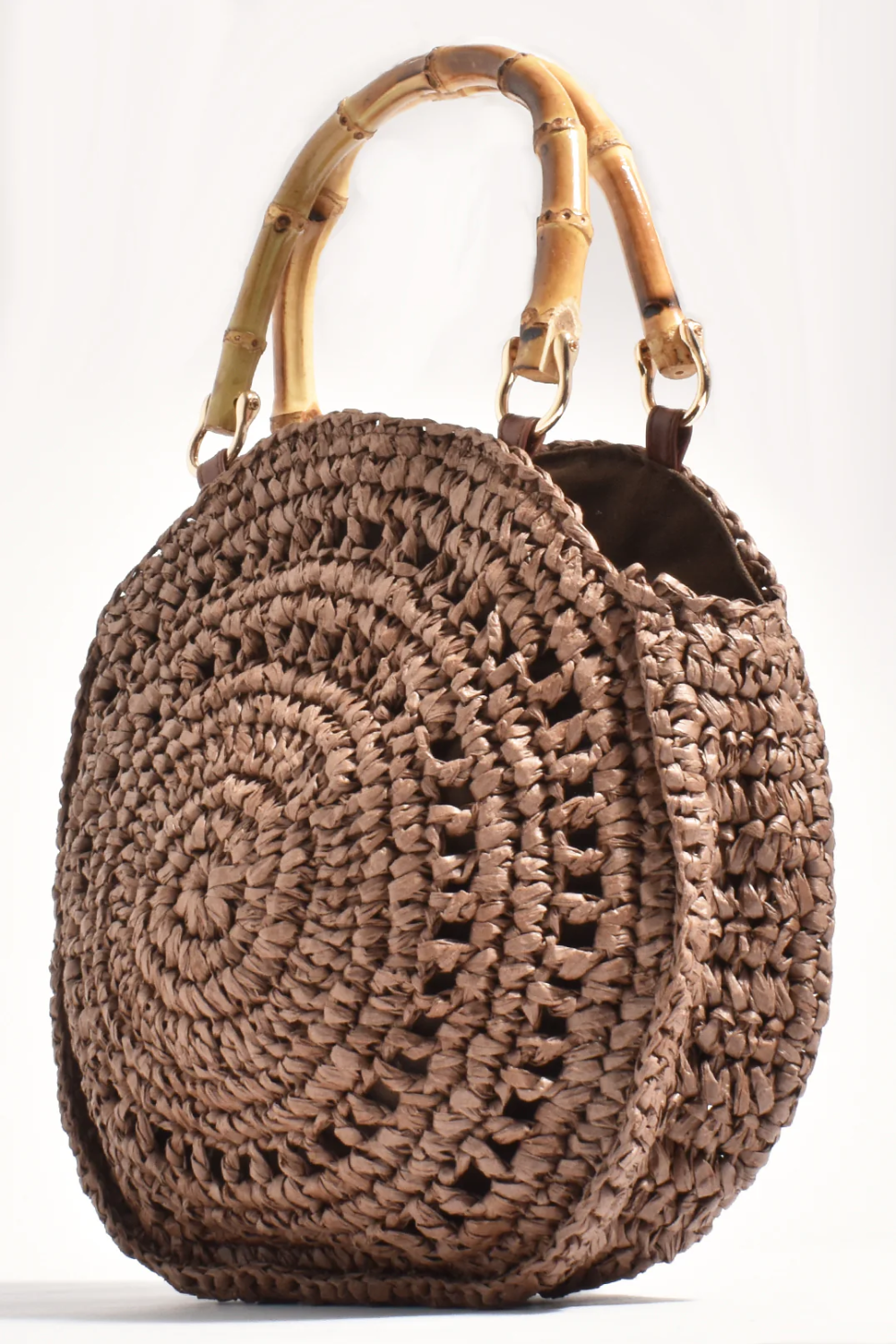 Adorne Gina Round Woven Handbag - Choc AXD1931