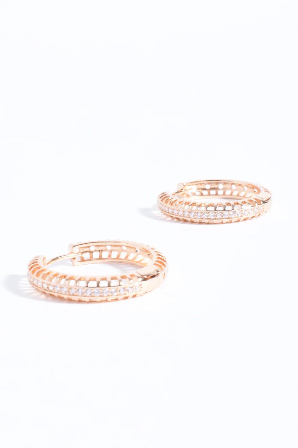 Adorne Diamante Detail Hinged Hoops - Gold AED4164