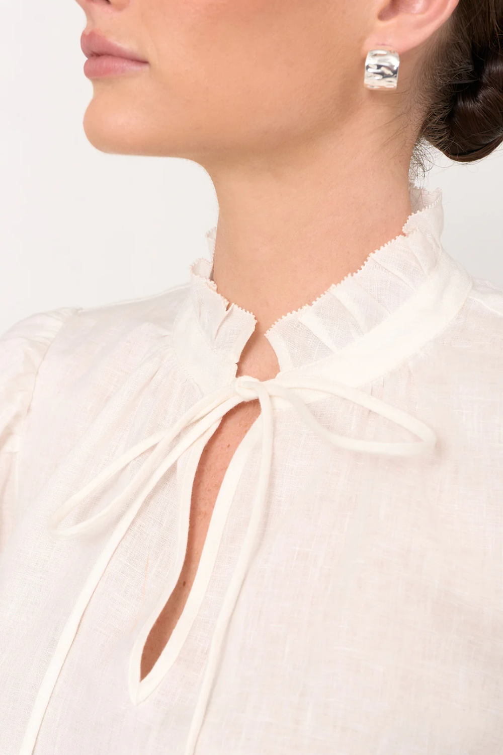 Adorne Sandra Short Sleeve Linen Top - White AJD2294