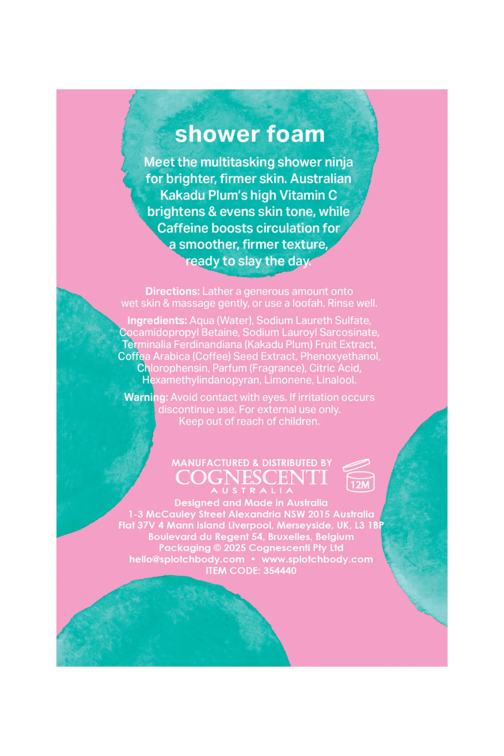 Splotch Body Kakadu Plum & Caffeine Glow Slayer Shower Foam 500ml
