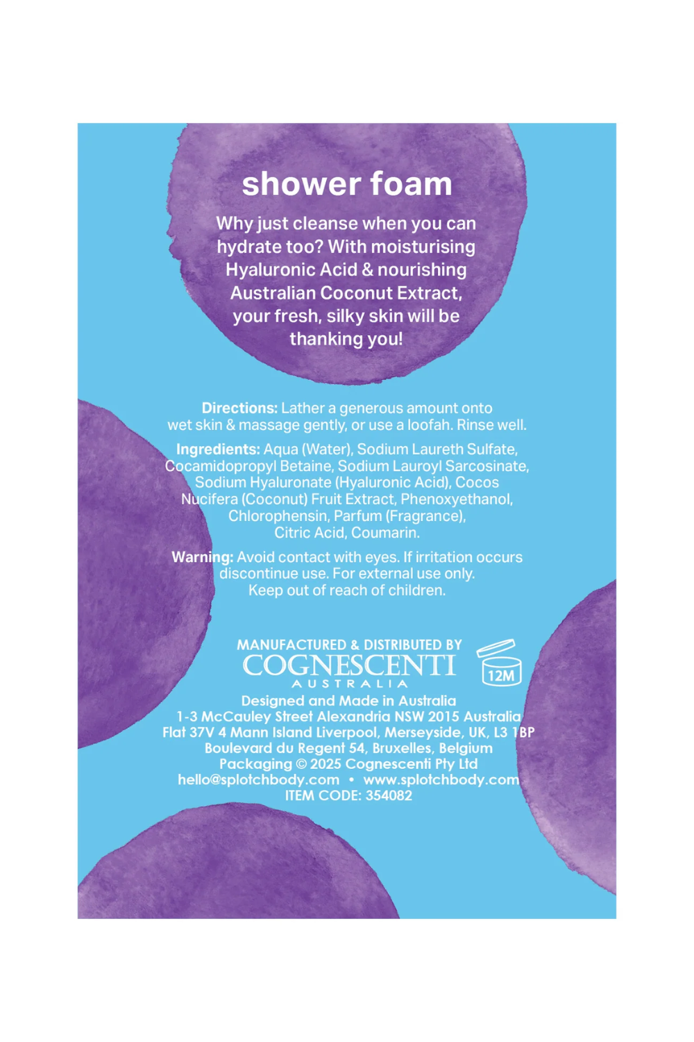 Splotch Body Coconut & Hyaluronic Silky Suds Shower Foam 500ml