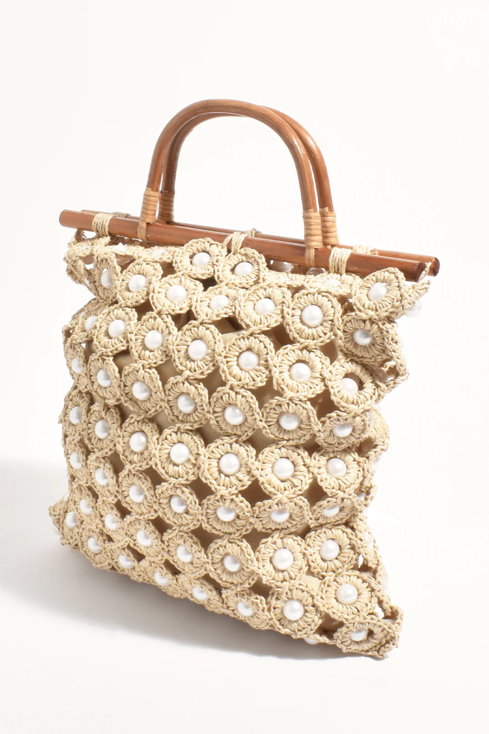 Adorne Evans Pearl Circular Weave Basket - Natural/Pearl AXD1927