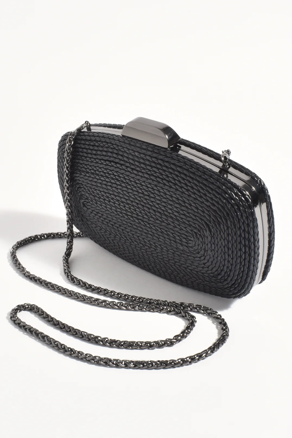 Adorne Leela Rope Detail Structured Clutch - Black AVD1738