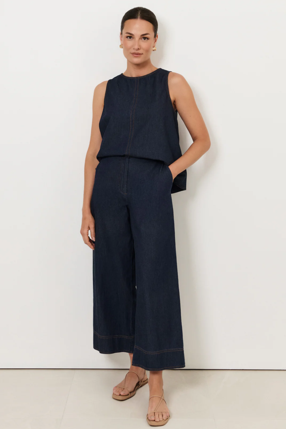 Adorne Agatha Crop Lightweight Denim Pant - Denim AJD2177