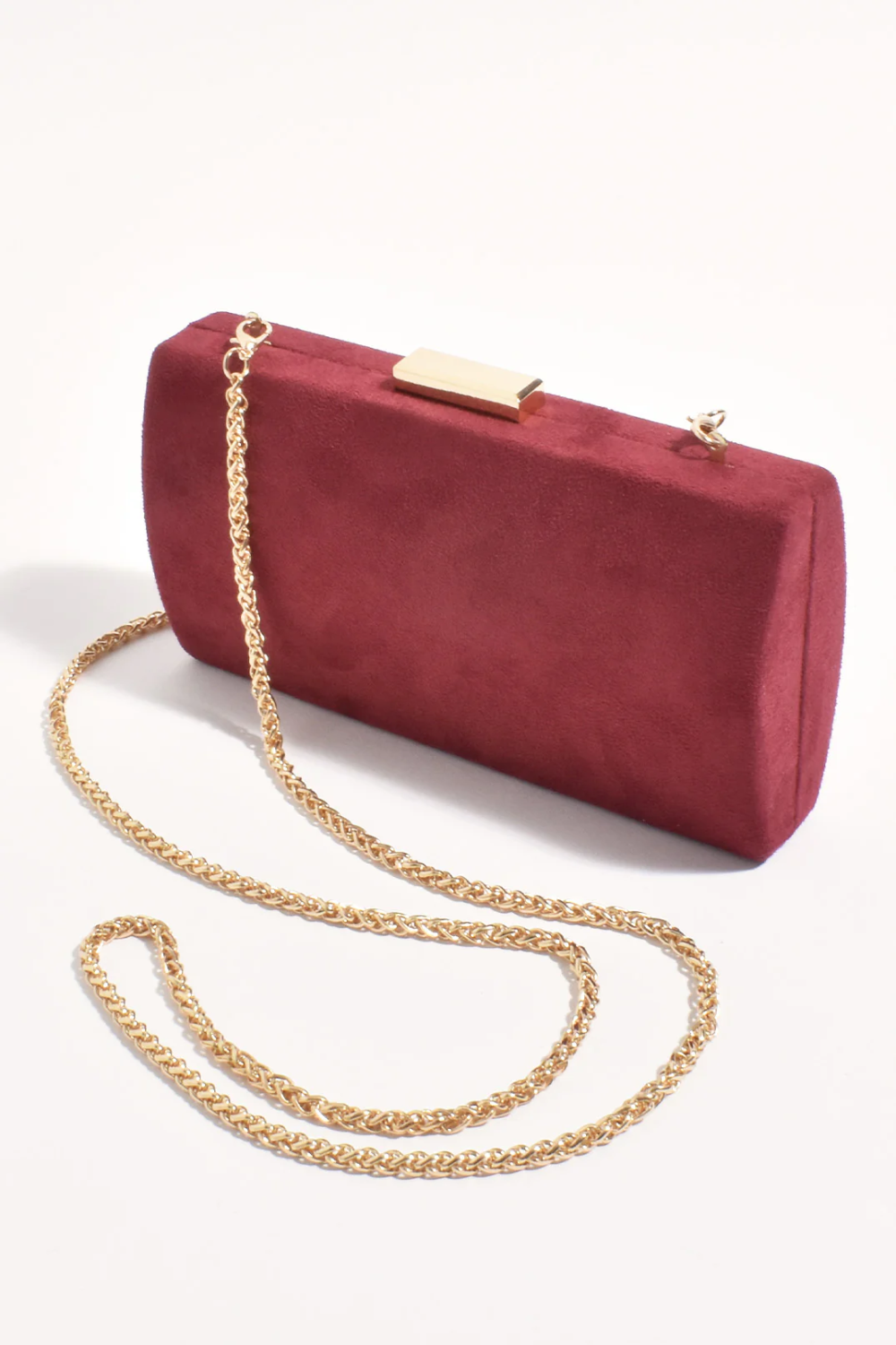 Adorne Clea Faux Suede Structured Clutch - Burgundy AVD1746