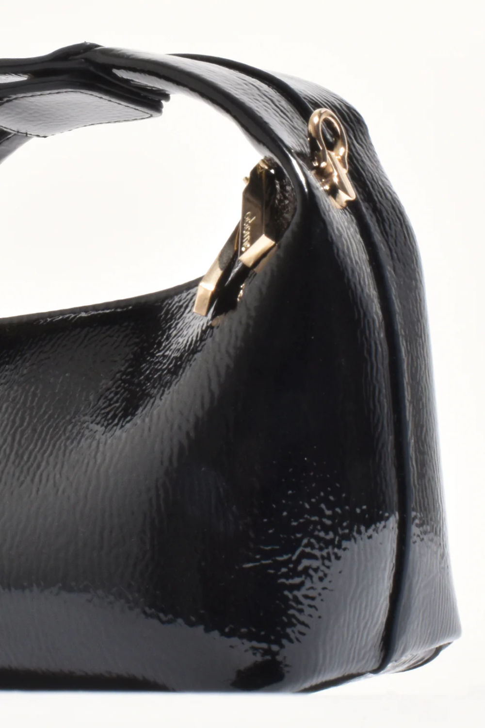 Adorne Lia Patent Curved Small Bag - Black AXD1894