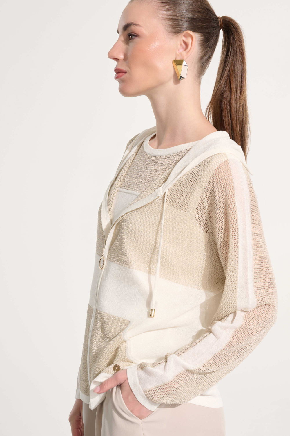 Joseph Ribkoff Soft Knit Straight Hooded Zip Jacket 262613