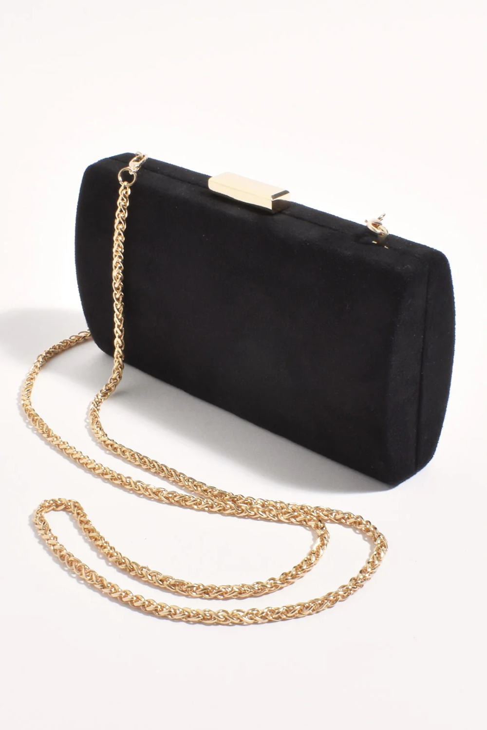 Adorne Clea Faux Suede Structured Clutch - Black AVD1746