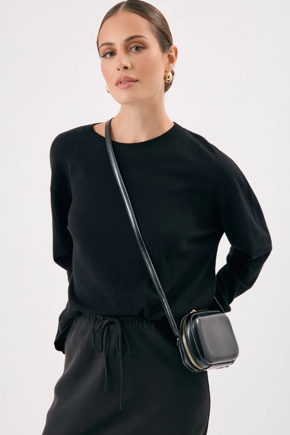 Adorne Cara Curved Camera Crossbody Bag - Stone AXD1966