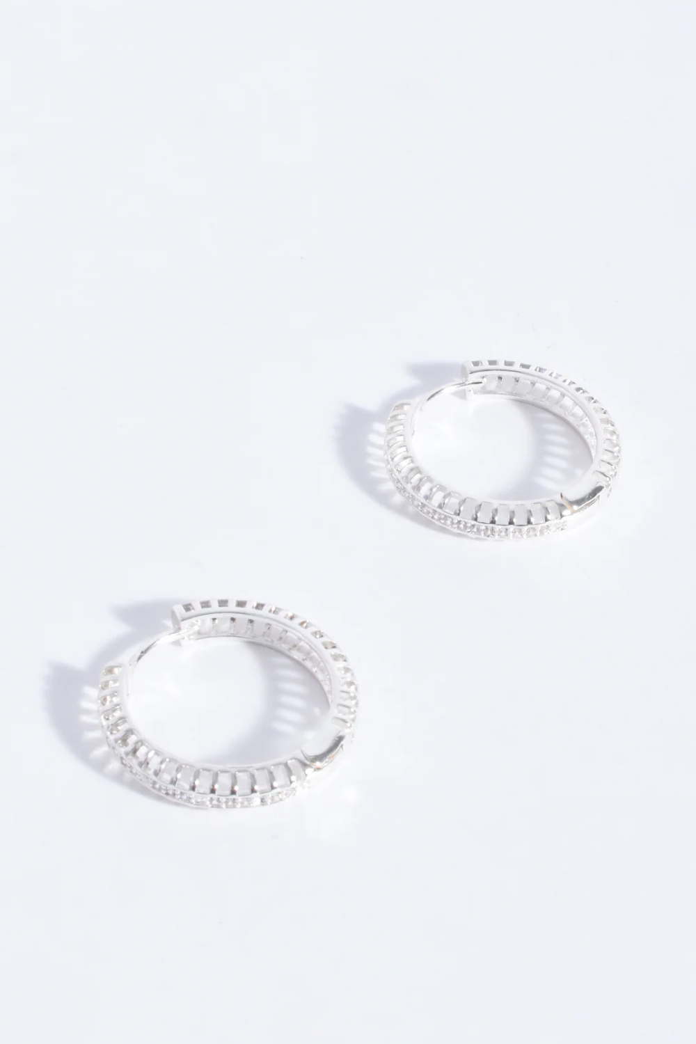 Adorne Diamante Detail Hinged Hoops - Silver AED4164