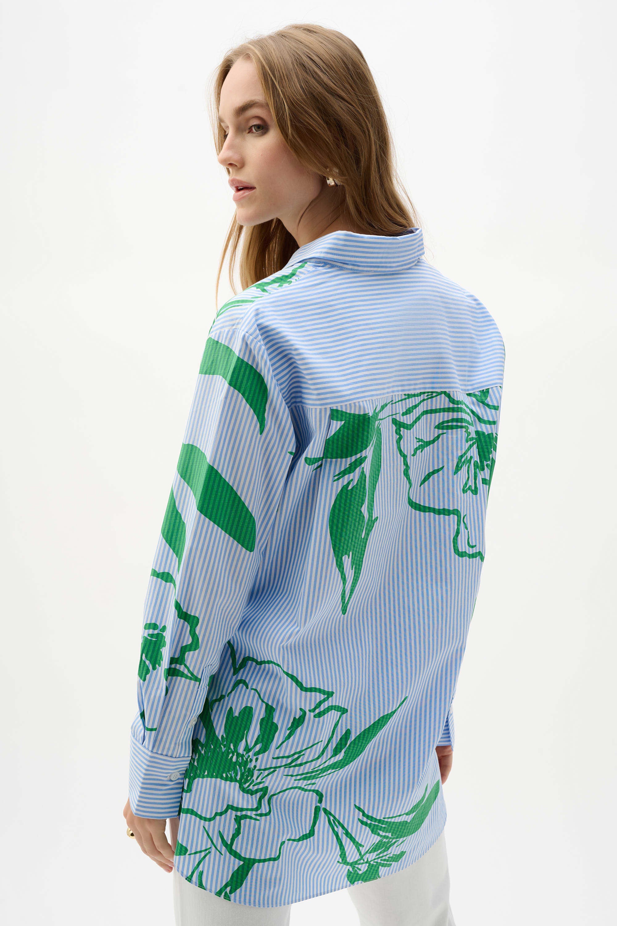 Joseph Ribkoff Cotton Stripe Floral Print Boxy Blouse 262951