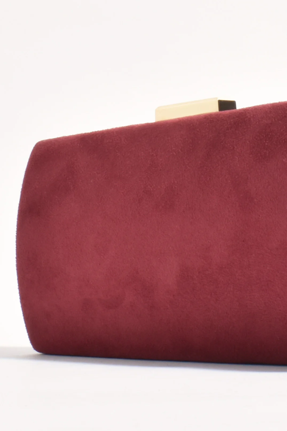 Adorne Clea Faux Suede Structured Clutch - Burgundy AVD1746