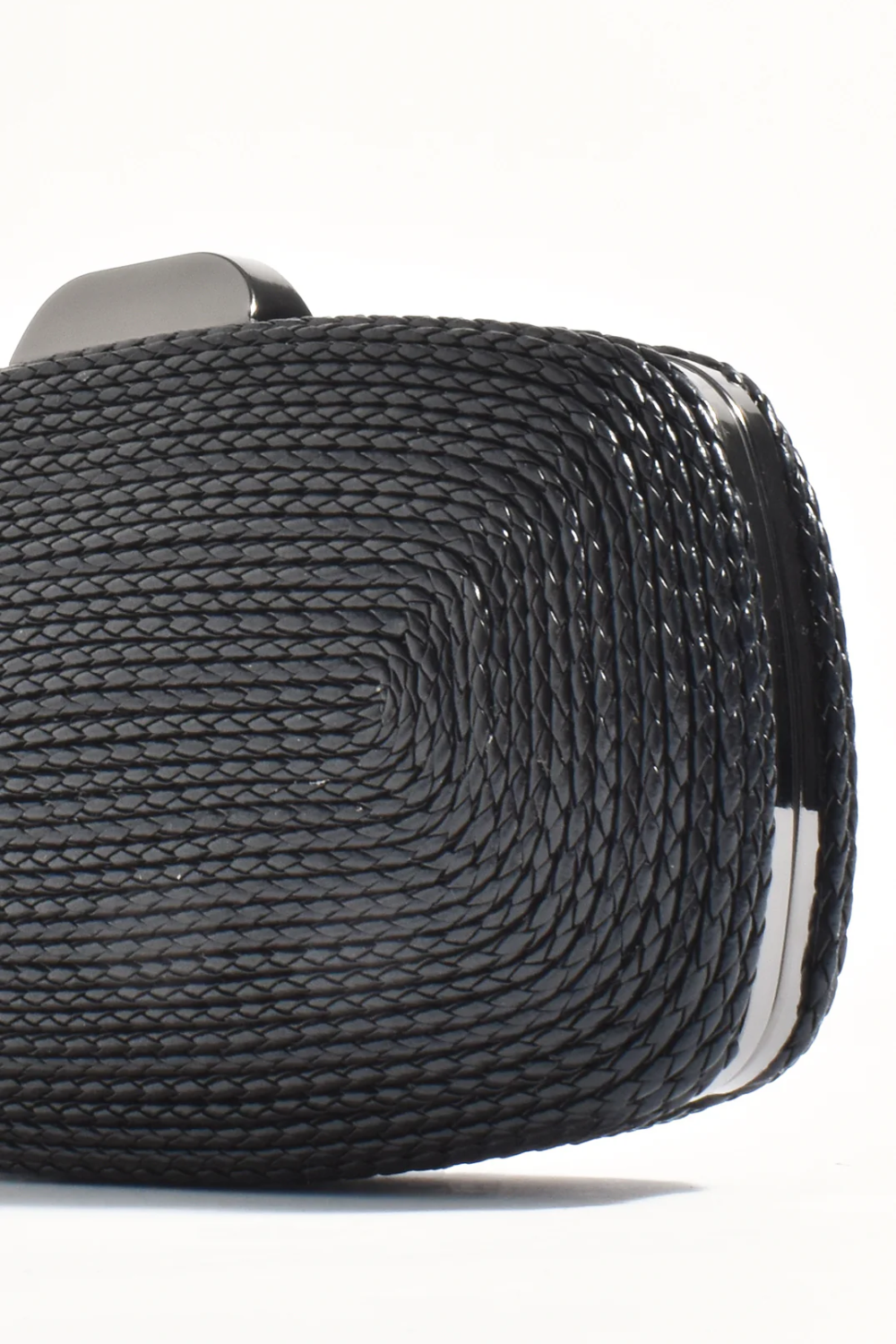 Adorne Leela Rope Detail Structured Clutch - Black AVD1738