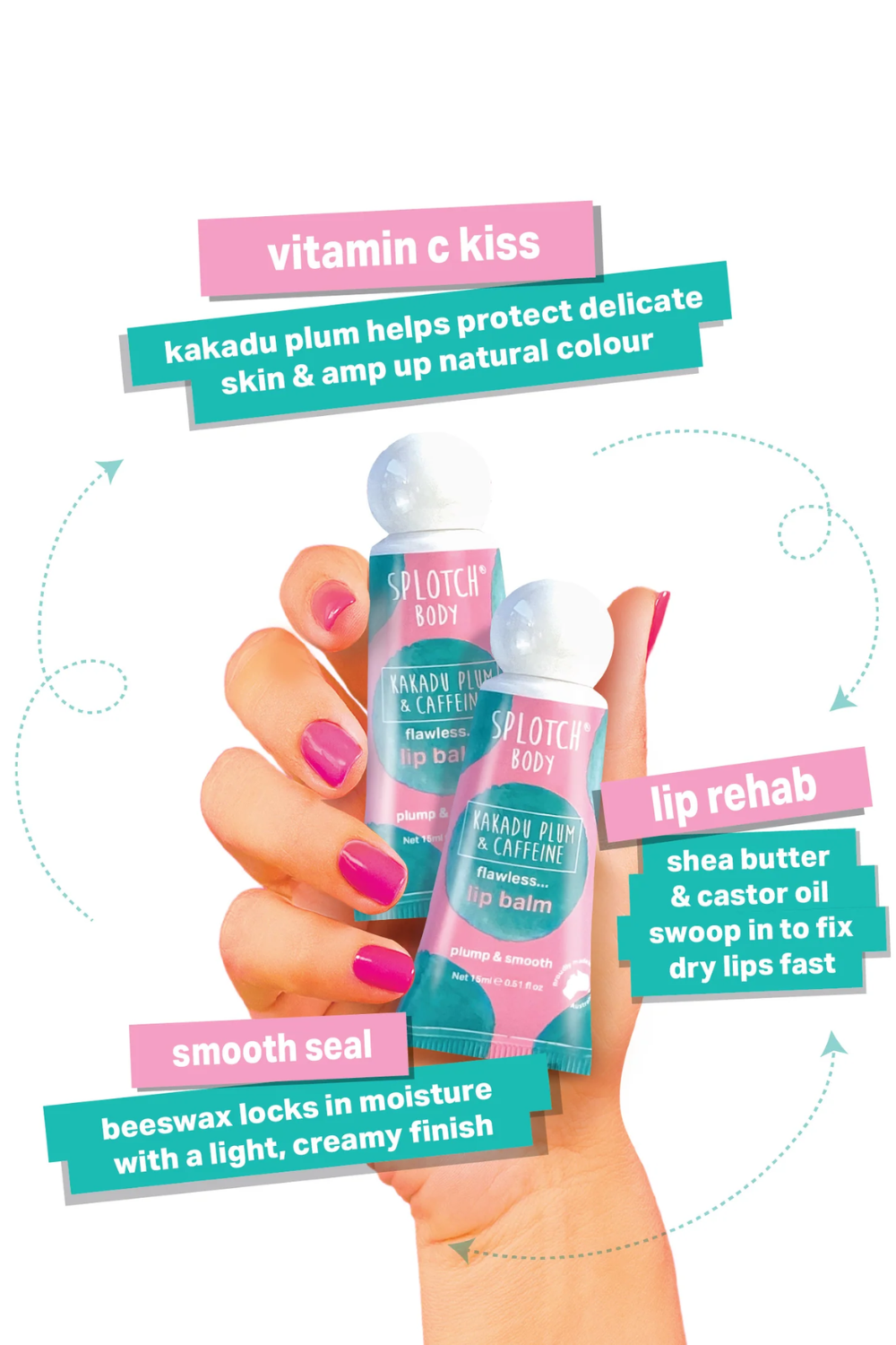 Splotch Body Kakadu Plum & Caffeine Flawless Lip Balm 15g