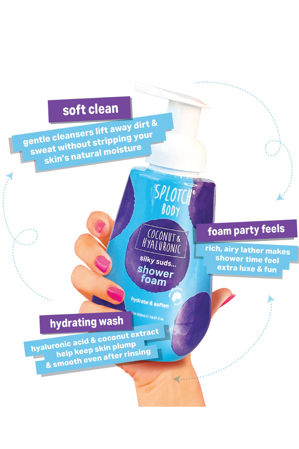 Splotch Body Coconut & Hyaluronic Silky Suds Shower Foam 500ml