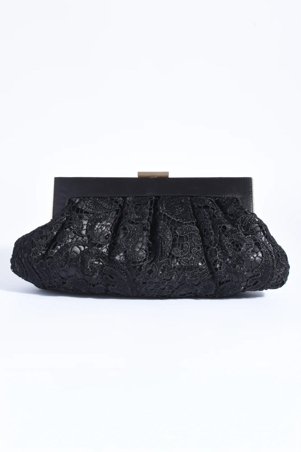 Adorne Brigitta Lace and Bow Clutch - Black AVD1766