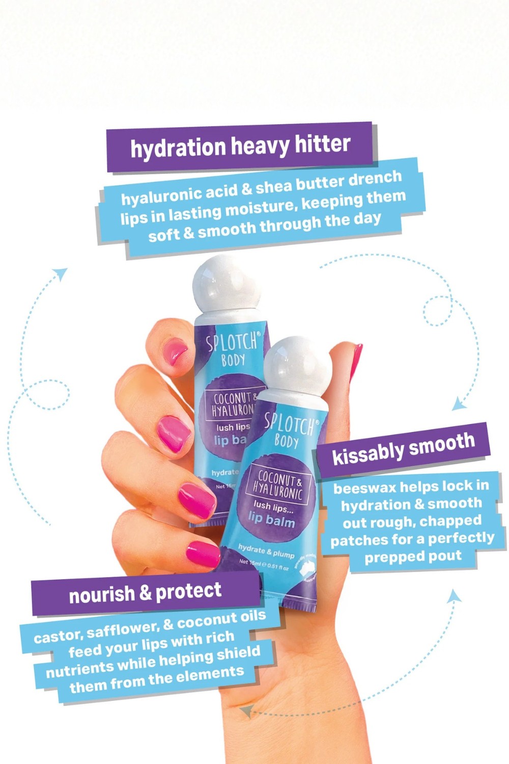 Splotch Body Coconut & Hyaluronic Lush Lips Lip Balm 15g