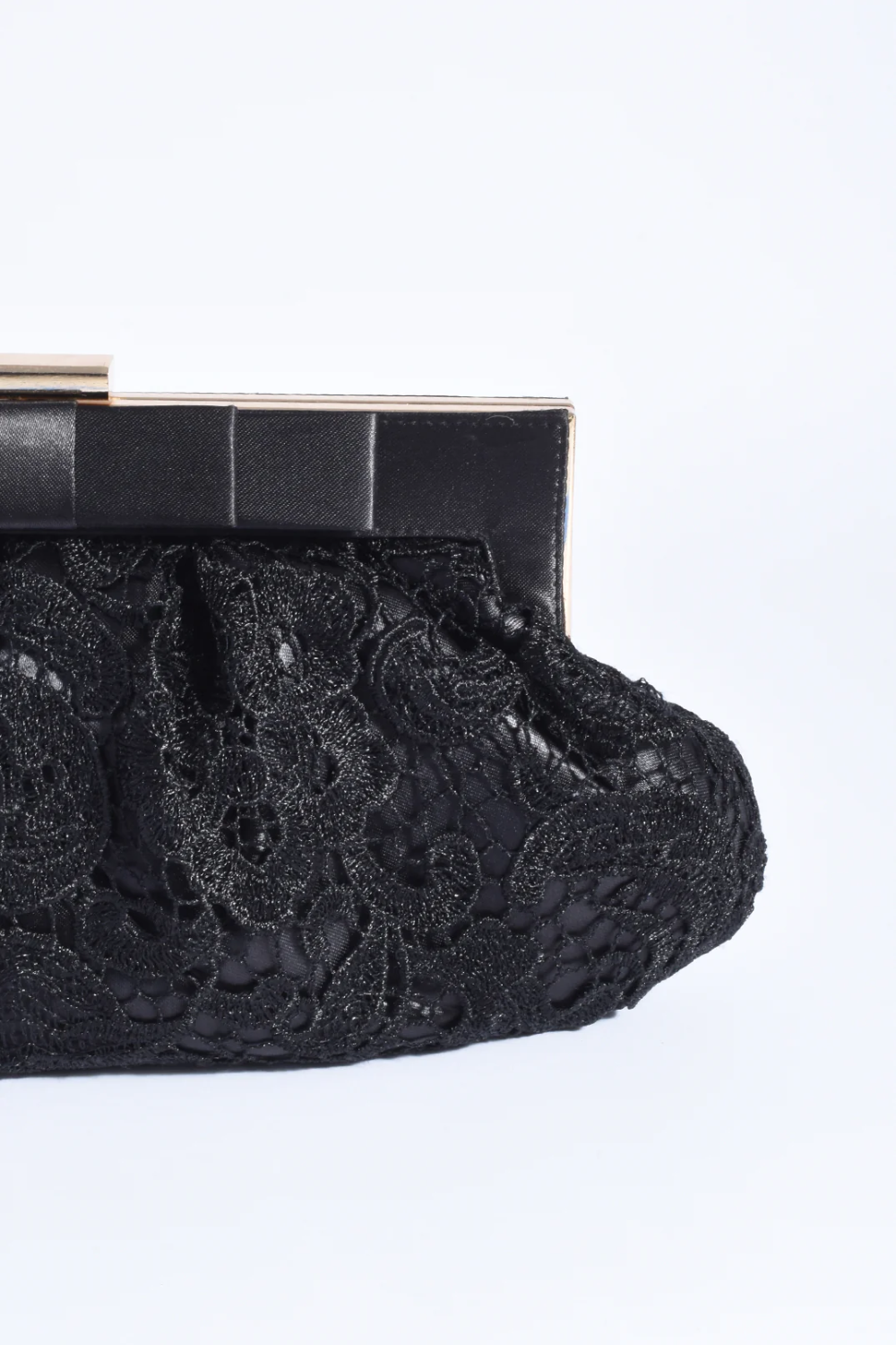 Adorne Brigitta Lace and Bow Clutch - Black AVD1766